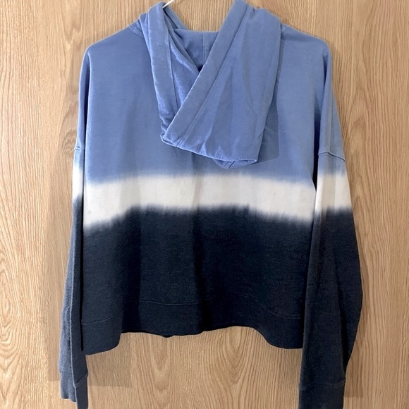 Calvin Klein Blue/White Cropped Hoodie Sweatshirt - Picture 2 of 5